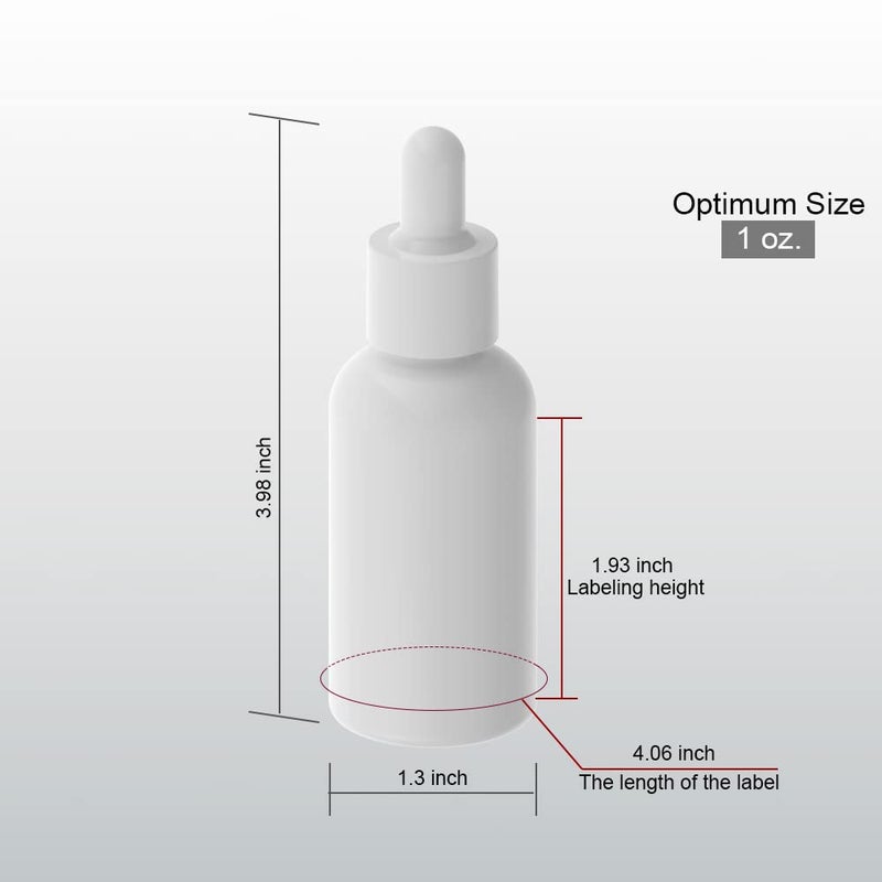 seafulee 1oz White Coated Eye Glass Dropper Bottles (30ML) with White Cap and Pipettes  UV Safe Bottles for Essential Oils and Aromatherapy (Pack of 6) - Image 3